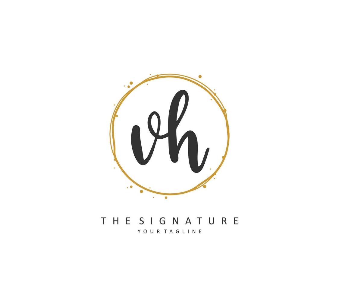 V H VH Initial letter handwriting and  signature logo. A concept handwriting initial logo with template element. vector
