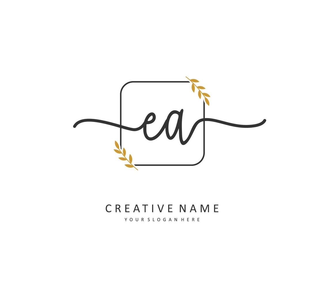 E A EA Initial letter handwriting and  signature logo. A concept handwriting initial logo with template element. vector