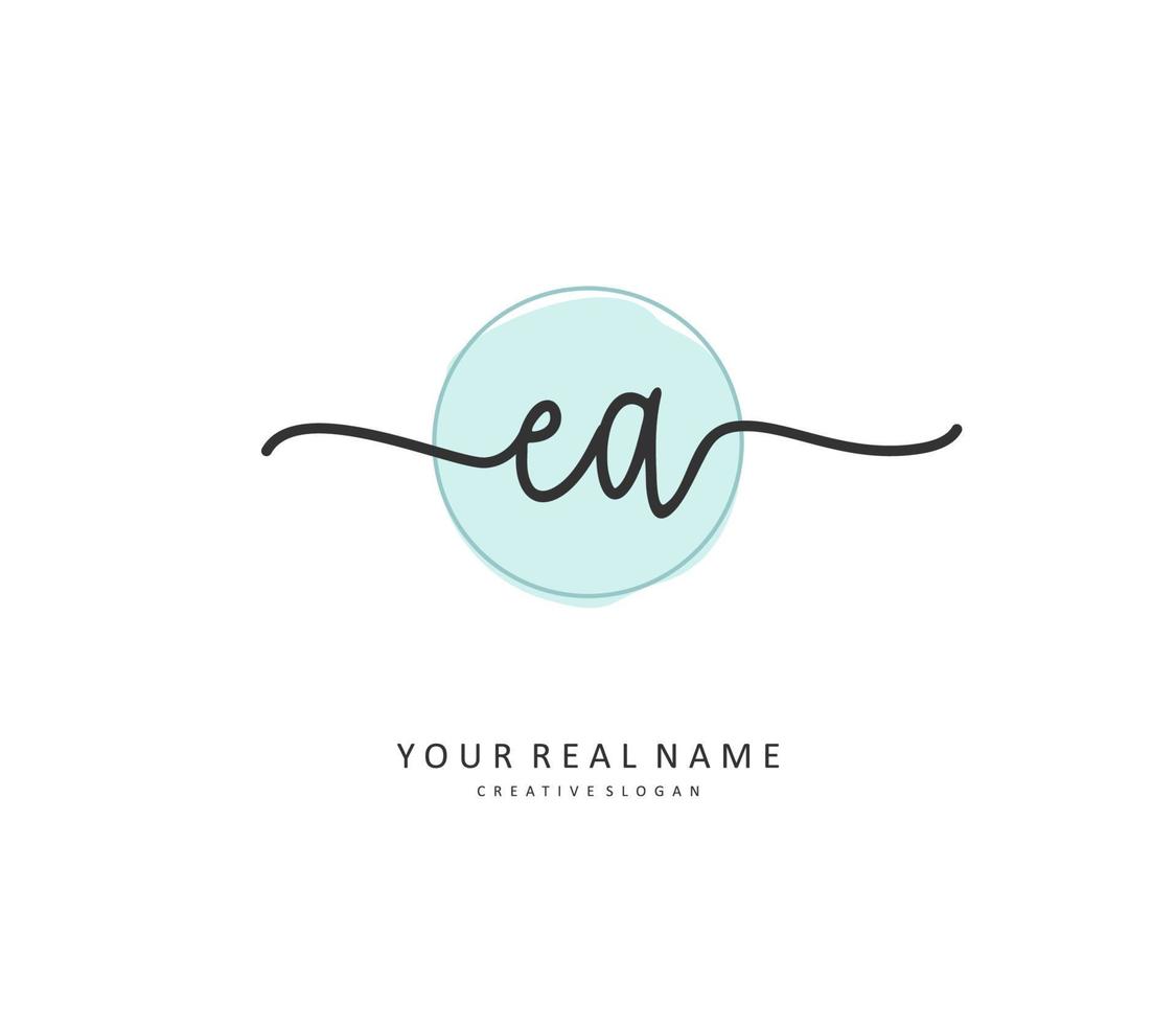 E A EA Initial letter handwriting and  signature logo. A concept handwriting initial logo with template element. vector