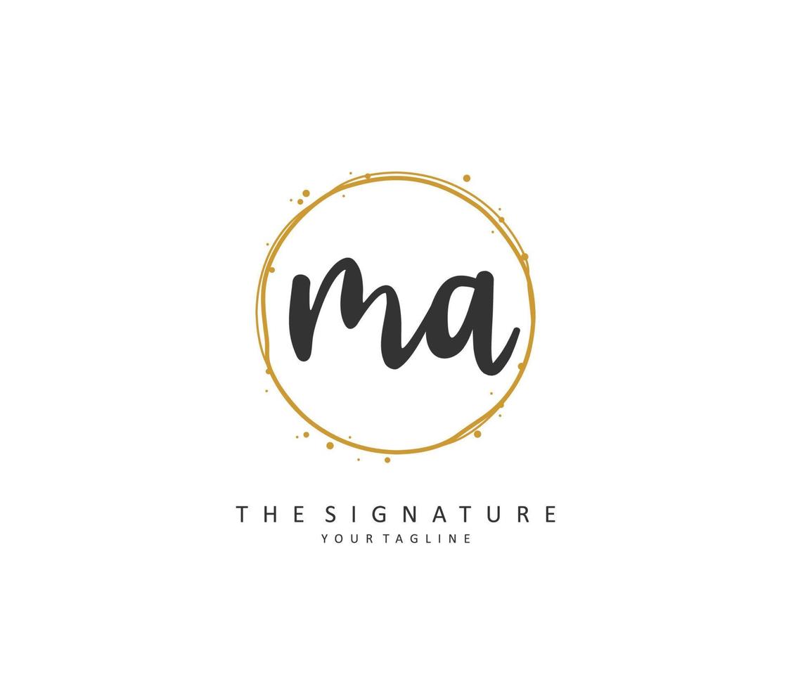 M A MA Initial letter handwriting and  signature logo. A concept handwriting initial logo with template element. vector