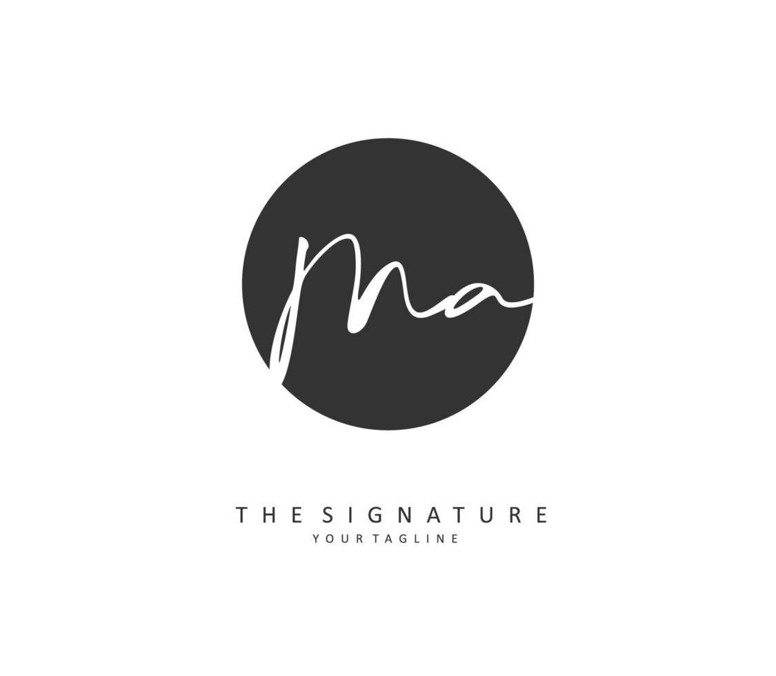 M A MA Initial letter handwriting and  signature logo. A concept handwriting initial logo with template element. vector
