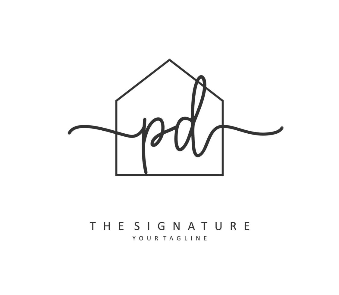 PD Initial letter handwriting and  signature logo. A concept handwriting initial logo with template element. vector