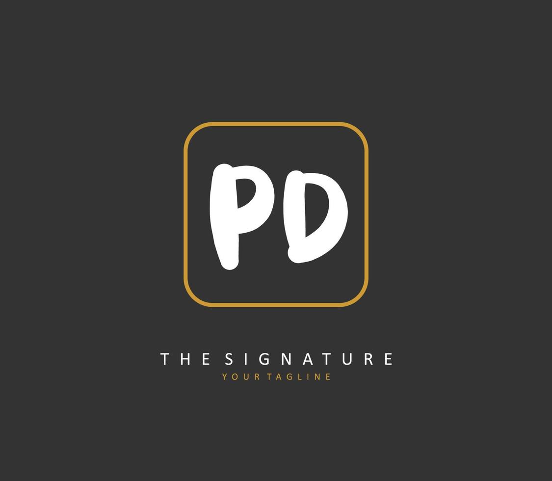 PD Initial letter handwriting and  signature logo. A concept handwriting initial logo with template element. vector