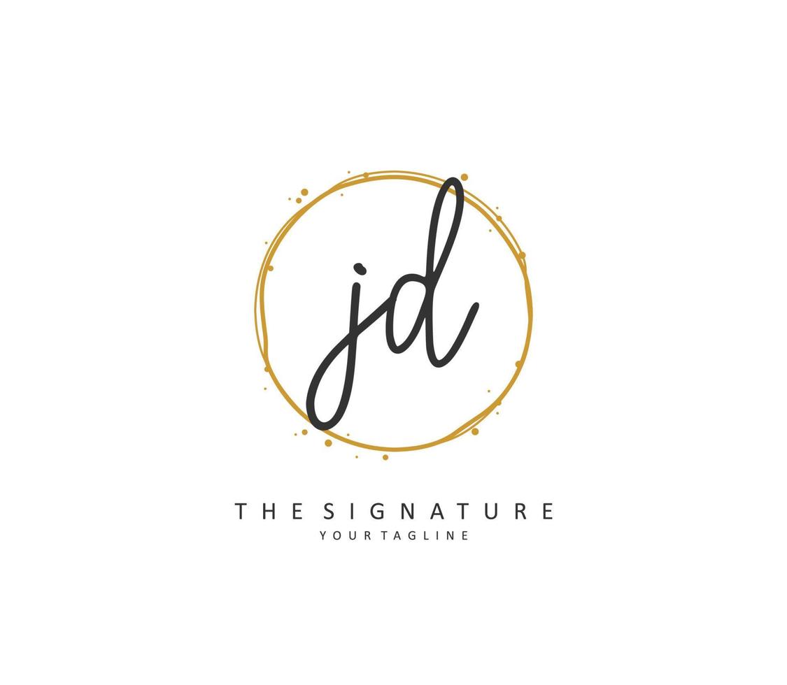 JD Initial letter handwriting and  signature logo. A concept handwriting initial logo with template element. vector