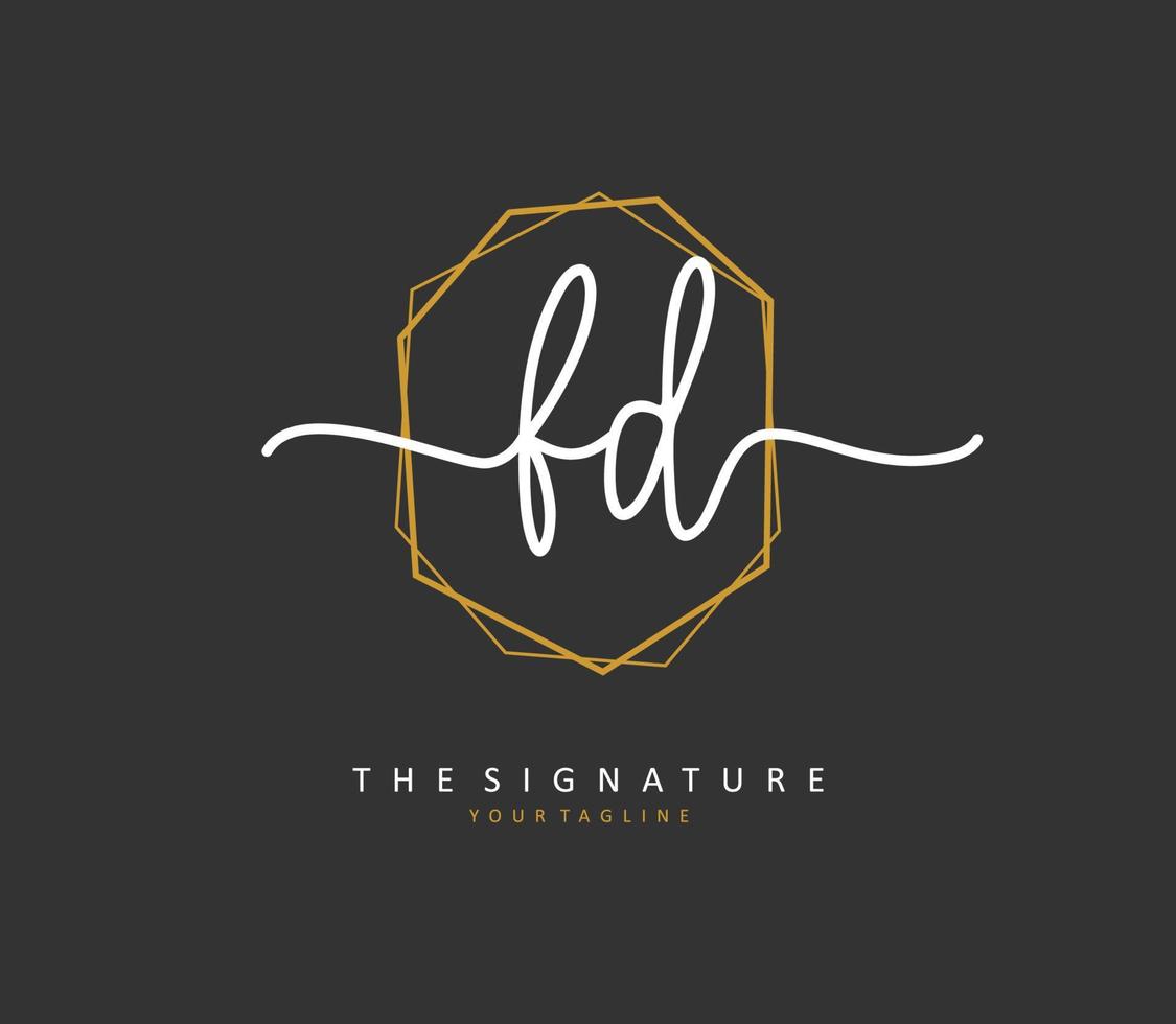 FD Initial letter handwriting and  signature logo. A concept handwriting initial logo with template element. vector