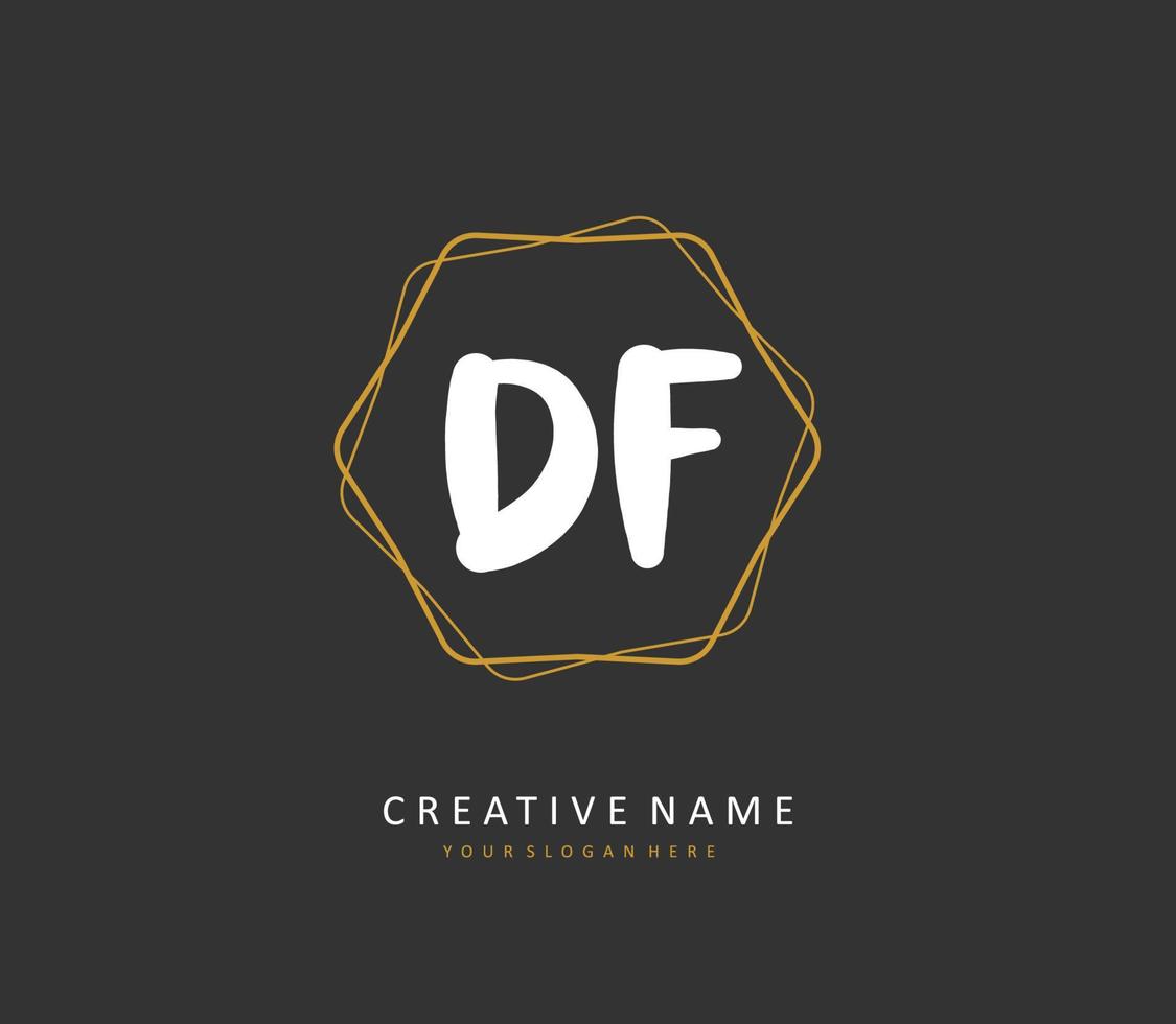 DF Initial letter handwriting and  signature logo. A concept handwriting initial logo with template element. vector