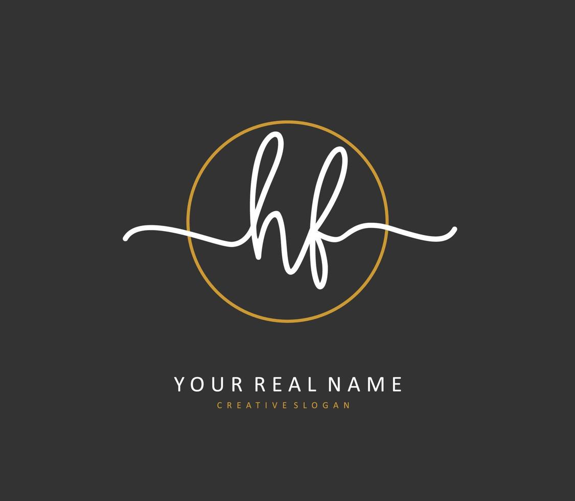 HF Initial letter handwriting and  signature logo. A concept handwriting initial logo with template element. vector