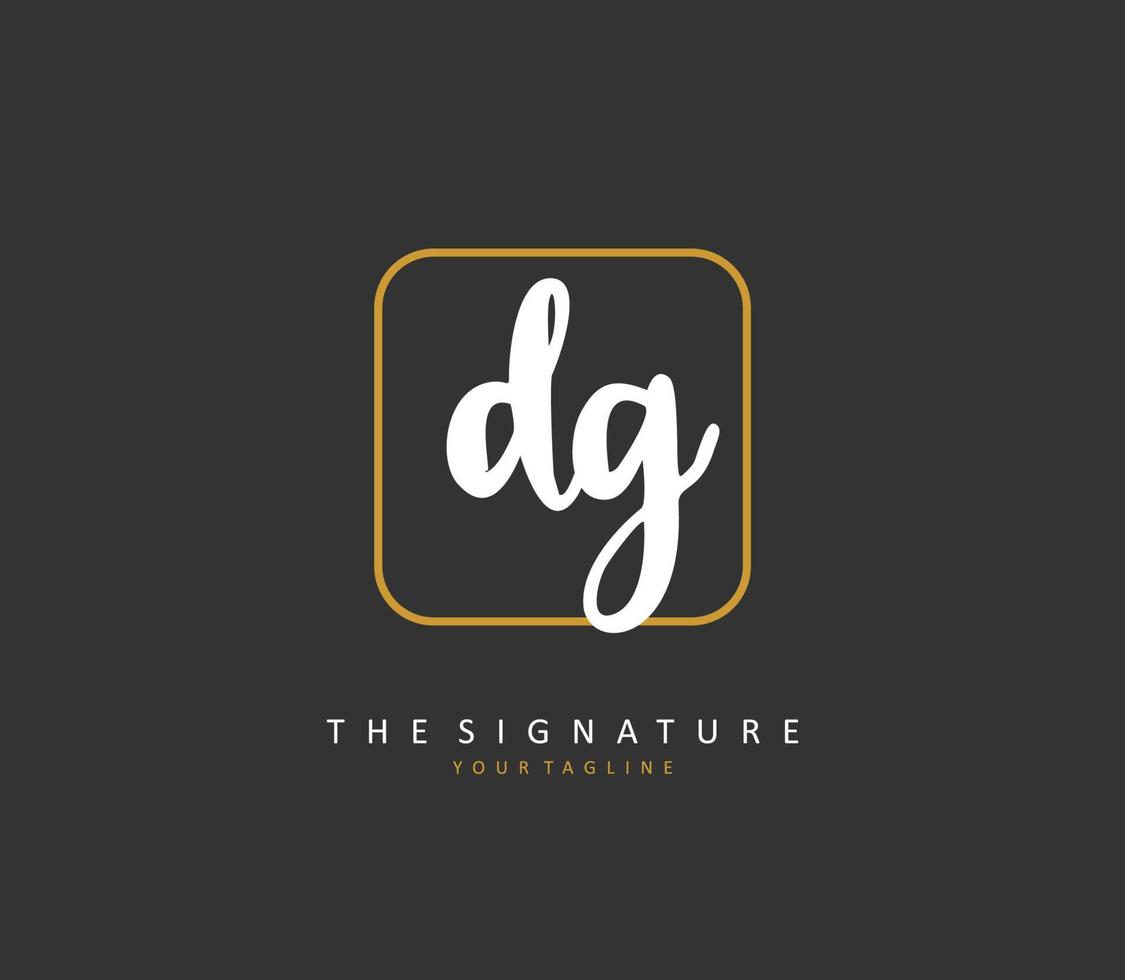 DG Initial letter handwriting and  signature logo. A concept handwriting initial logo with template element. vector