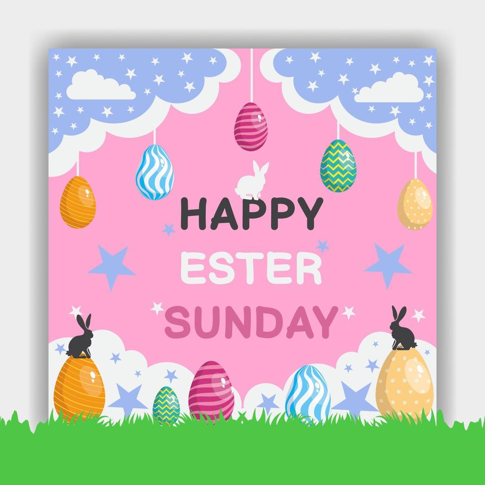 Ester Sunday social media template vector