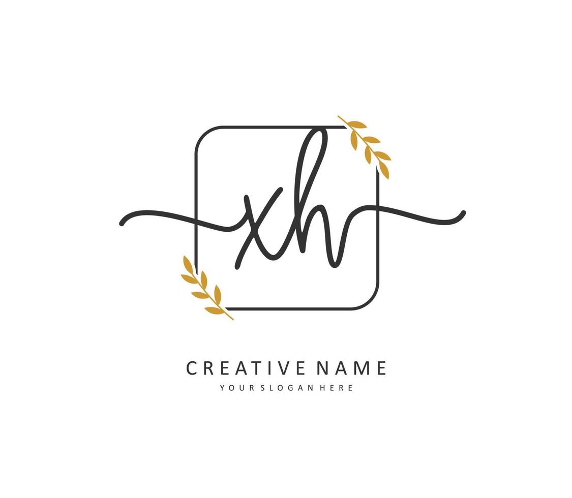 X H XH Initial letter handwriting and  signature logo. A concept handwriting initial logo with template element. vector