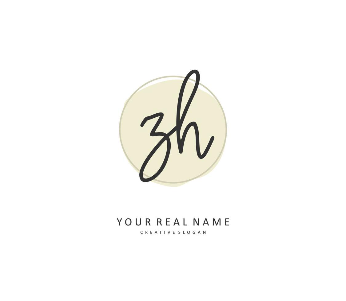Z H ZH Initial letter handwriting and  signature logo. A concept handwriting initial logo with template element. vector