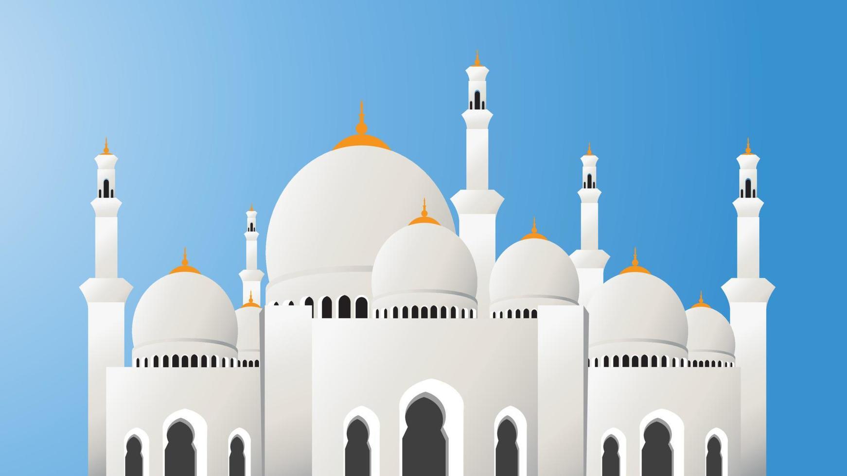 Abu Dhabi Mosque Vector with Sheikh Zayed Grand Flat design
