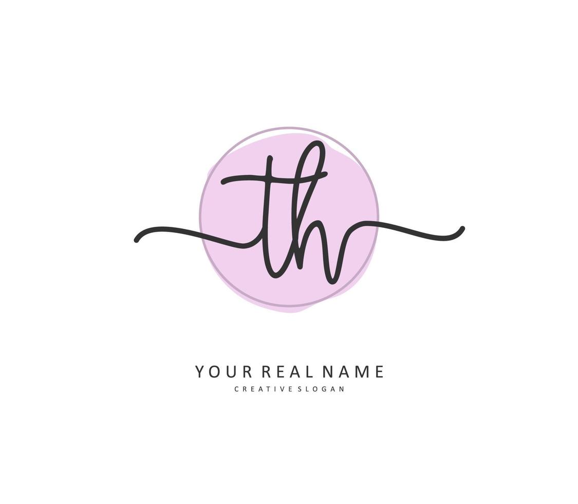 T H TH Initial letter handwriting and  signature logo. A concept handwriting initial logo with template element. vector