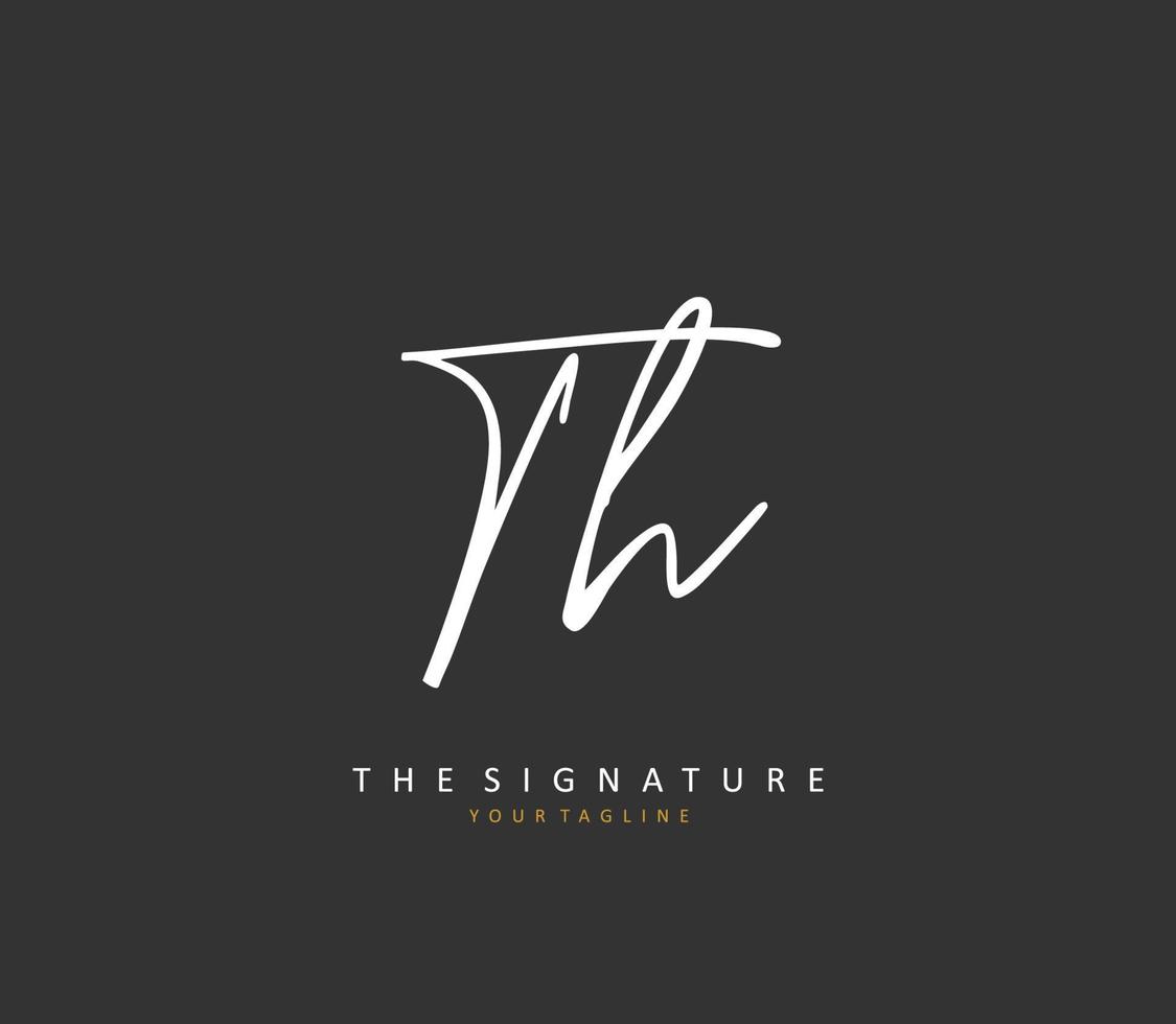 T H TH Initial letter handwriting and  signature logo. A concept handwriting initial logo with template element. vector