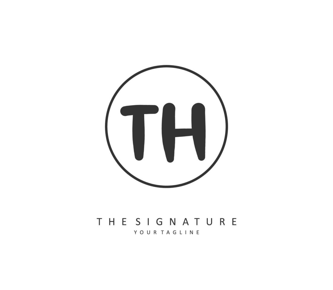 T H TH Initial letter handwriting and  signature logo. A concept handwriting initial logo with template element. vector
