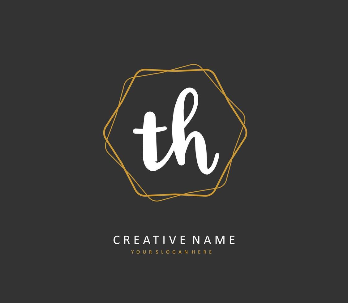 T H TH Initial letter handwriting and  signature logo. A concept handwriting initial logo with template element. vector