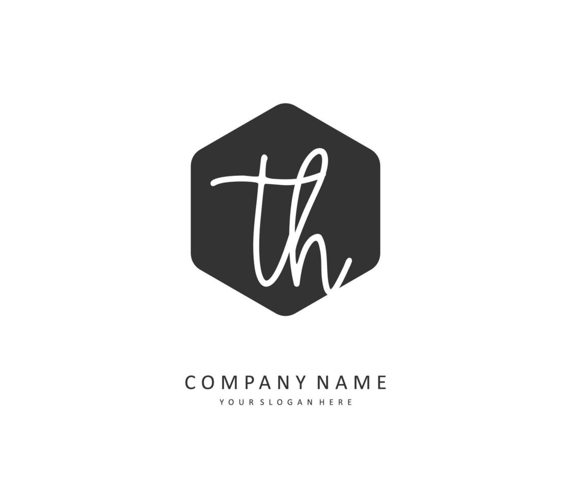 T H TH Initial letter handwriting and  signature logo. A concept handwriting initial logo with template element. vector