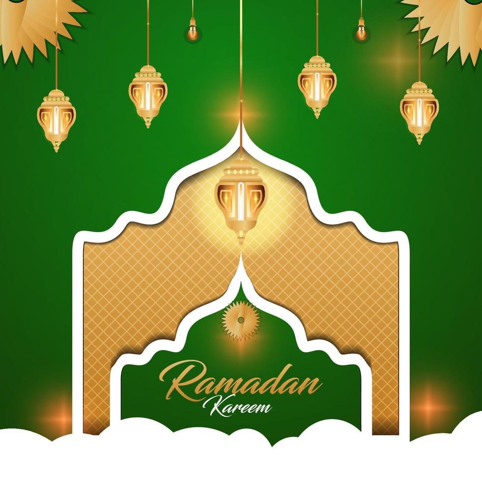 Ramadan themed with lantern elements, Muslims greeting card, Islamic themed backgrounds with moon, islamic festival media social banner, Eid Mubarak theme background template, greetings Cards vector