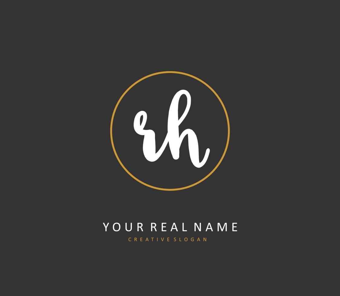 R H RH Initial letter handwriting and  signature logo. A concept handwriting initial logo with template element. vector