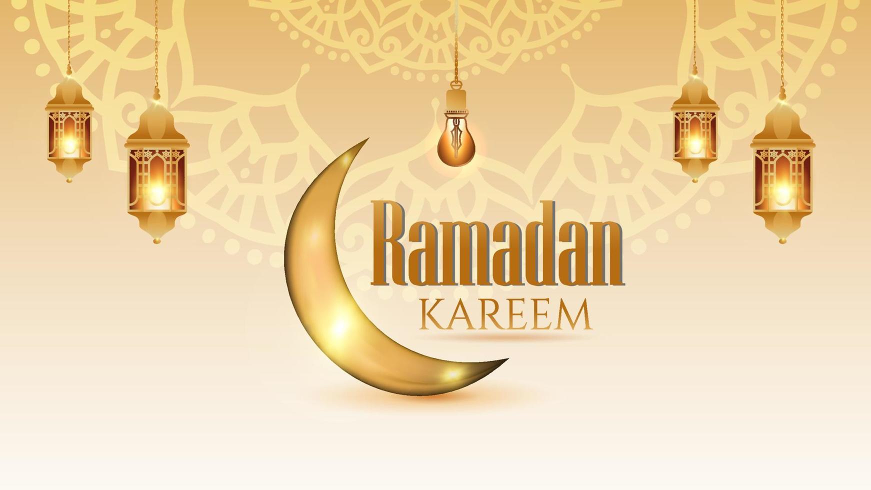 Ramadán temática con linterna elementos, musulmanes saludo tarjeta, islámico temática antecedentes con luna, islámico festival medios de comunicación social bandera, eid Mubarak tema antecedentes plantilla, saludos tarjetas vector