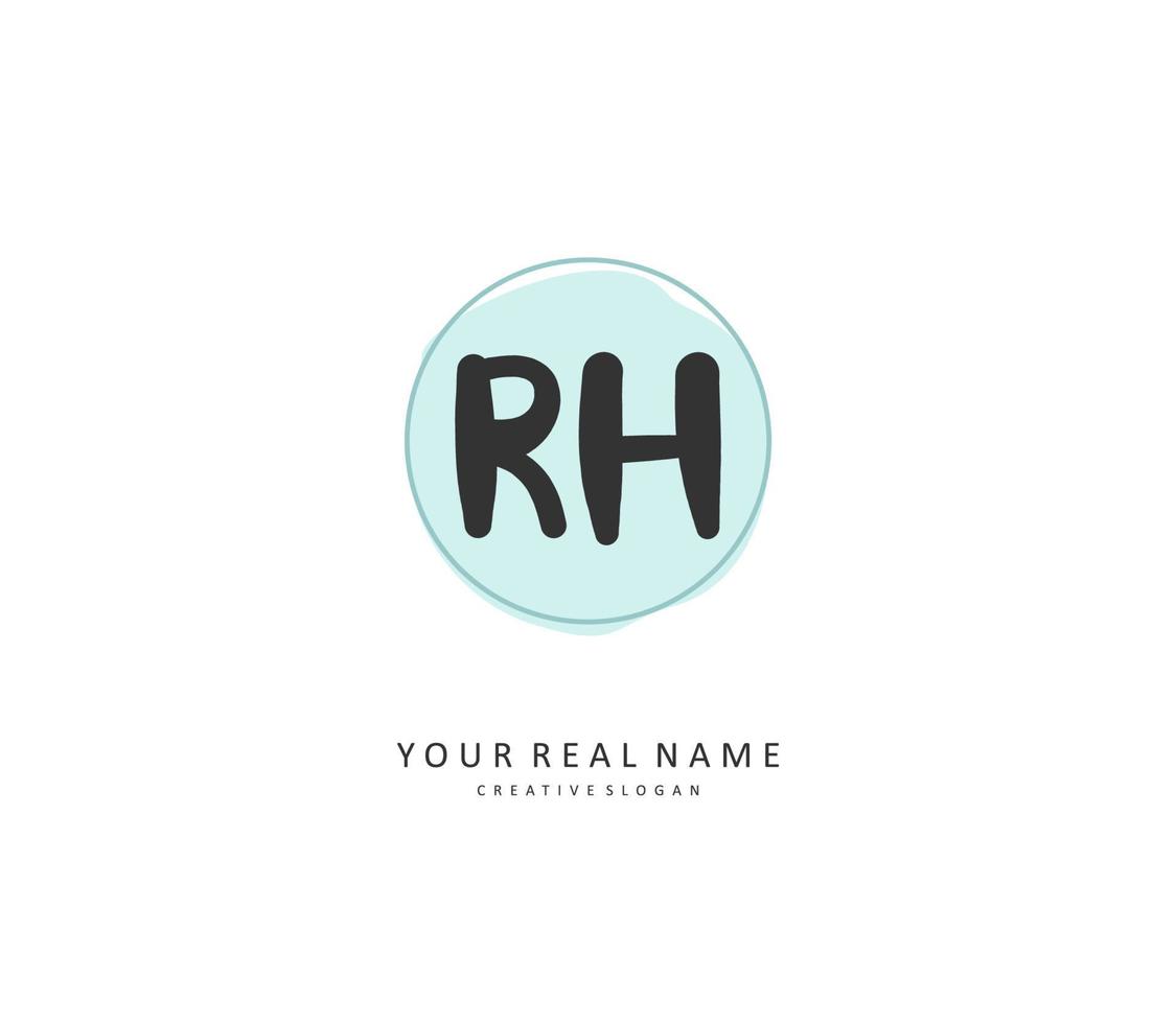 R H RH Initial letter handwriting and  signature logo. A concept handwriting initial logo with template element. vector