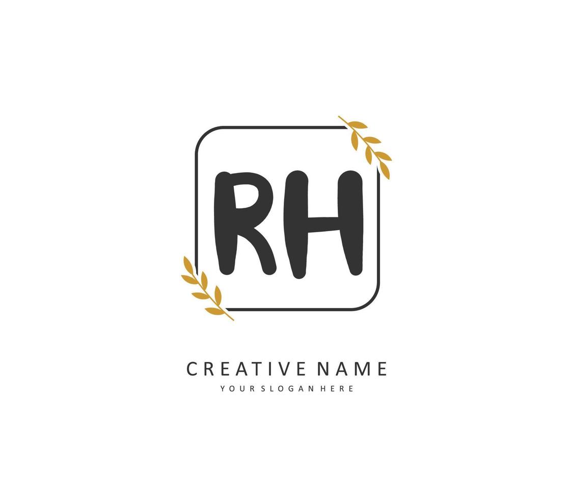 R H RH Initial letter handwriting and  signature logo. A concept handwriting initial logo with template element. vector