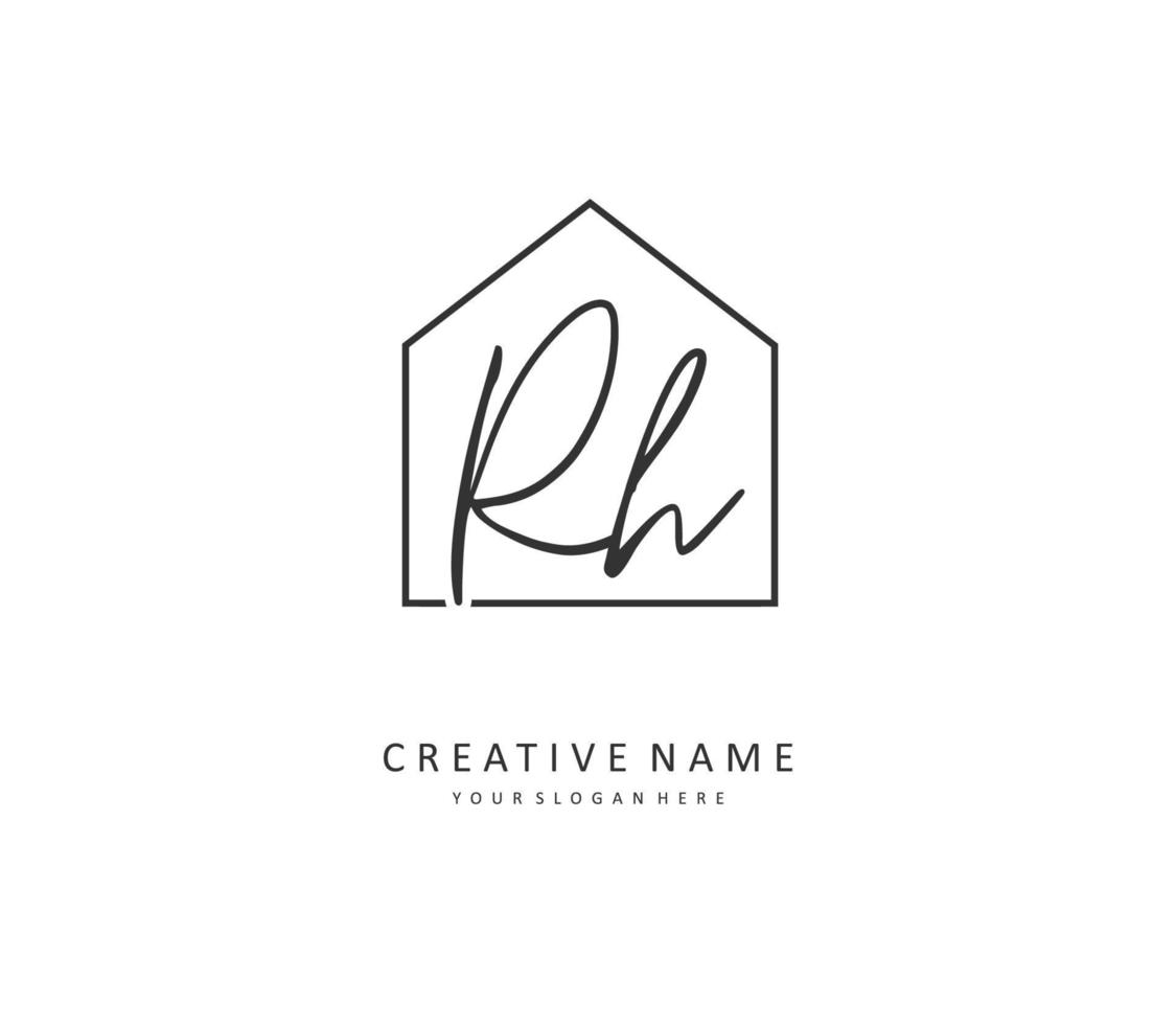 R H RH Initial letter handwriting and  signature logo. A concept handwriting initial logo with template element. vector