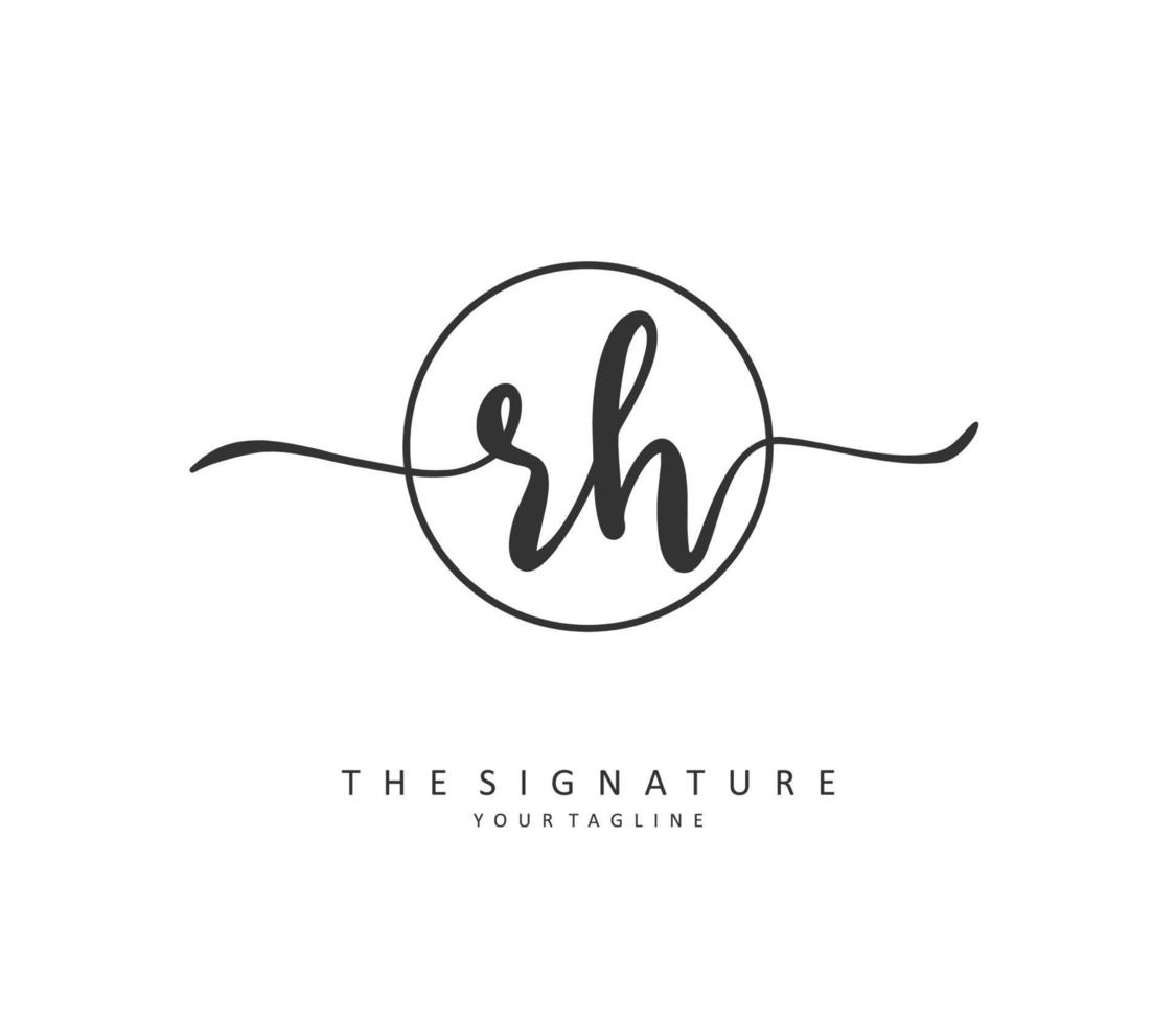 R H RH Initial letter handwriting and  signature logo. A concept handwriting initial logo with template element. vector