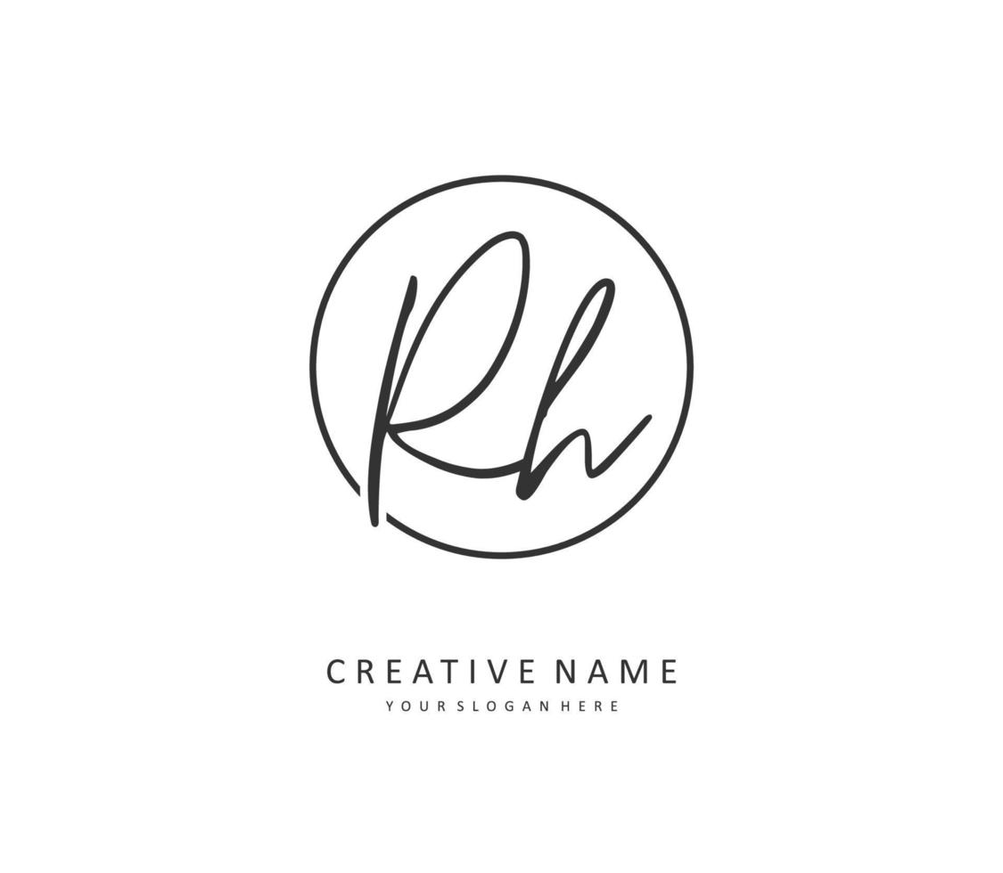 R H RH Initial letter handwriting and  signature logo. A concept handwriting initial logo with template element. vector
