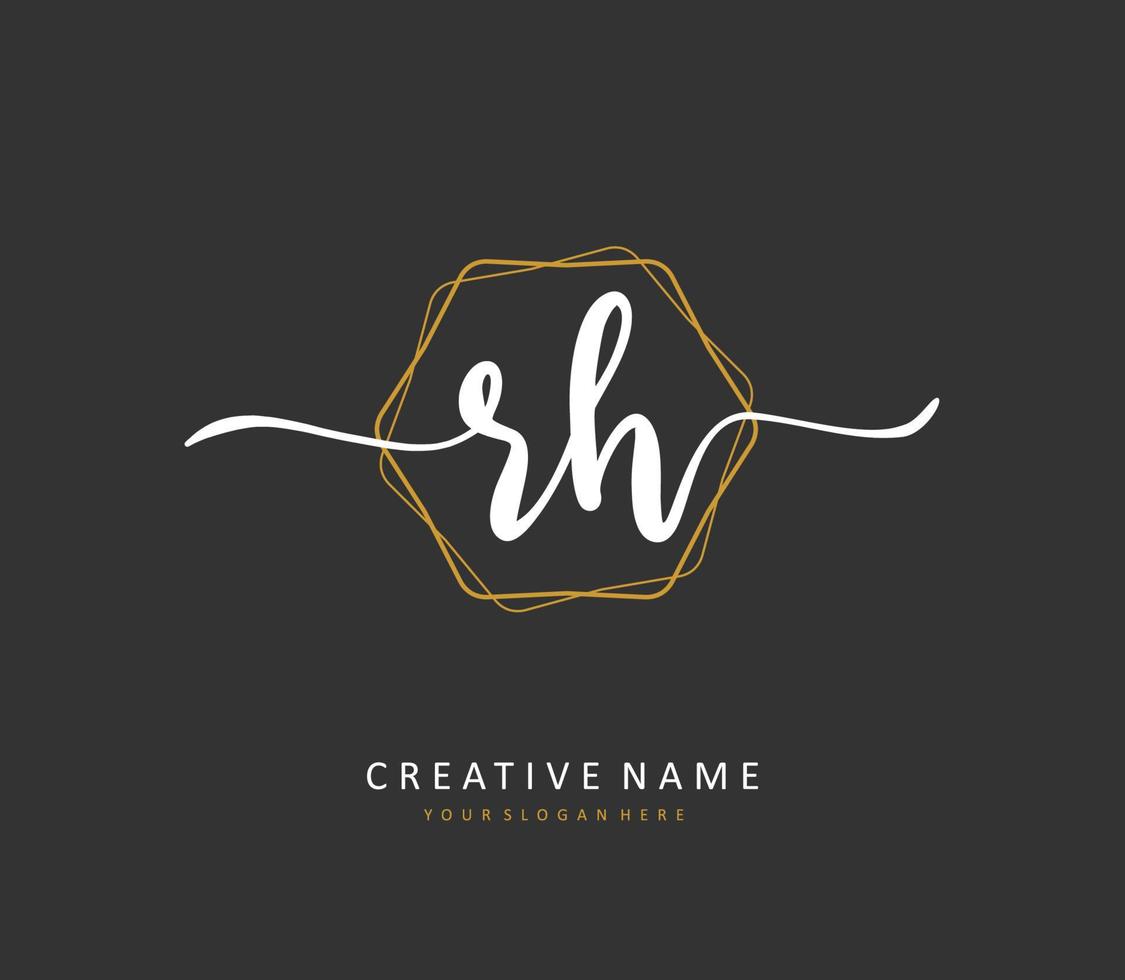 r h rh inicial letra escritura y firma logo. un concepto escritura inicial logo con modelo elemento. vector