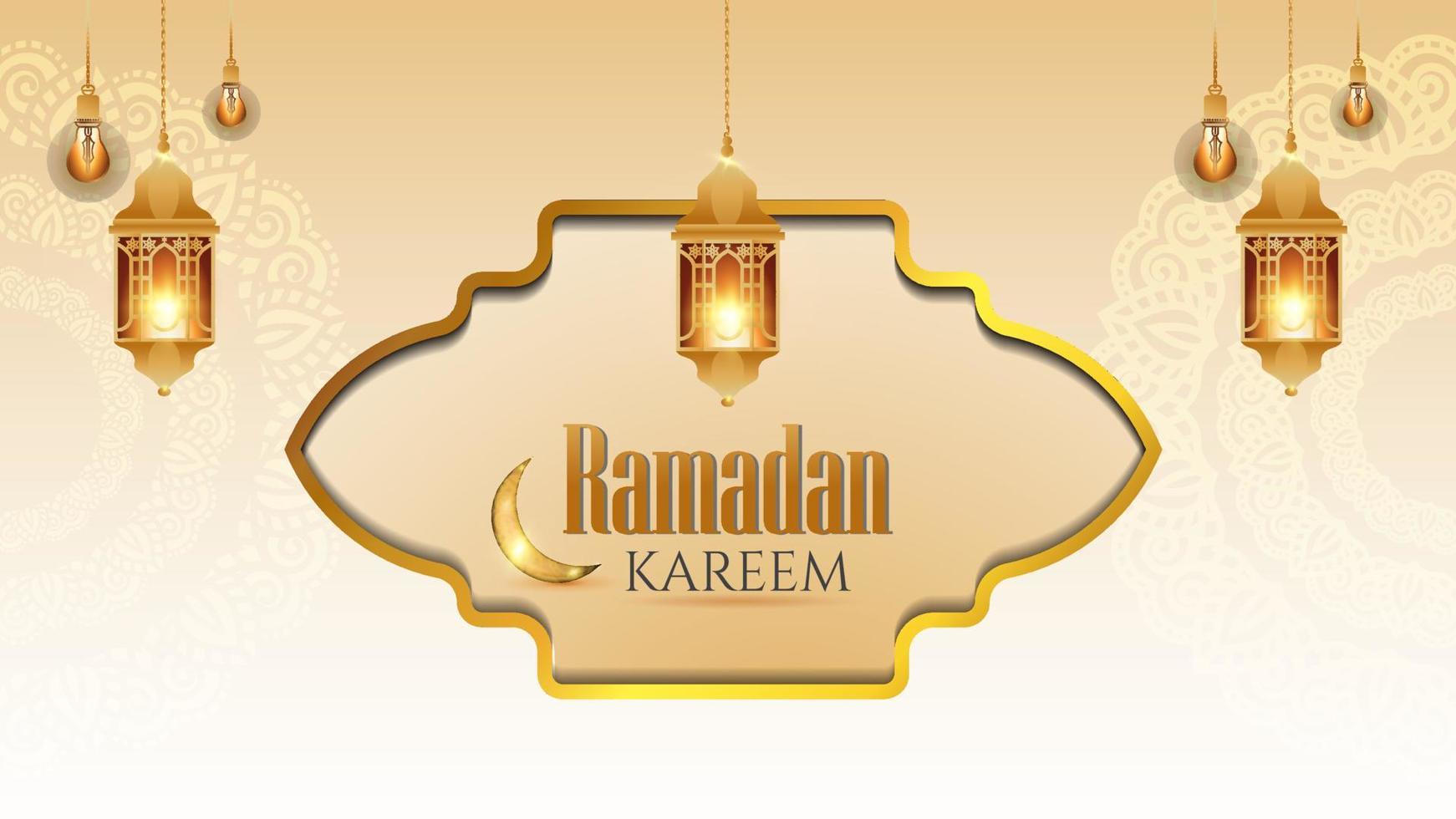 Ramadan themed with lantern elements, Muslims greeting card, Islamic themed backgrounds with moon, islamic festival media social banner, Eid Mubarak theme background template, greetings Cards vector