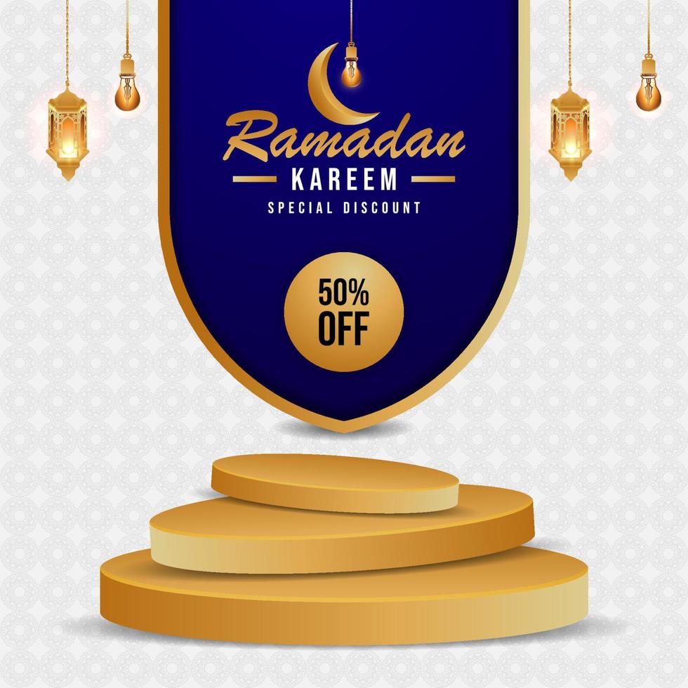 Ramadan sale banner template with podium Vector Banner ad design
