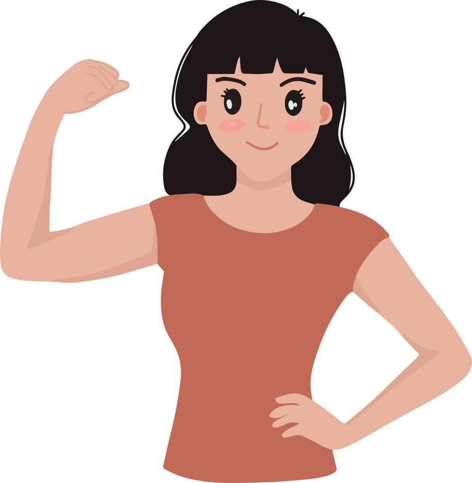 Illustration of girl power strength vector female power strong hand gesture