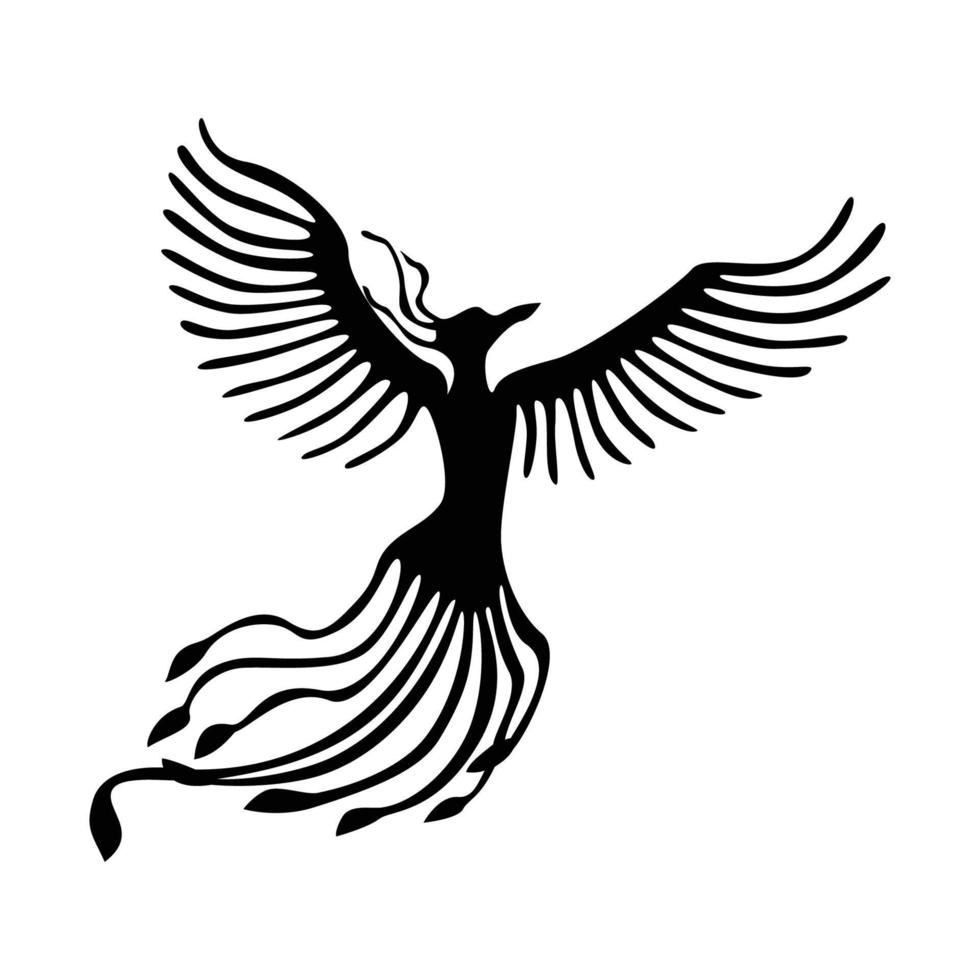 phoenix silhouette logo design. fire bird in mythology. vector