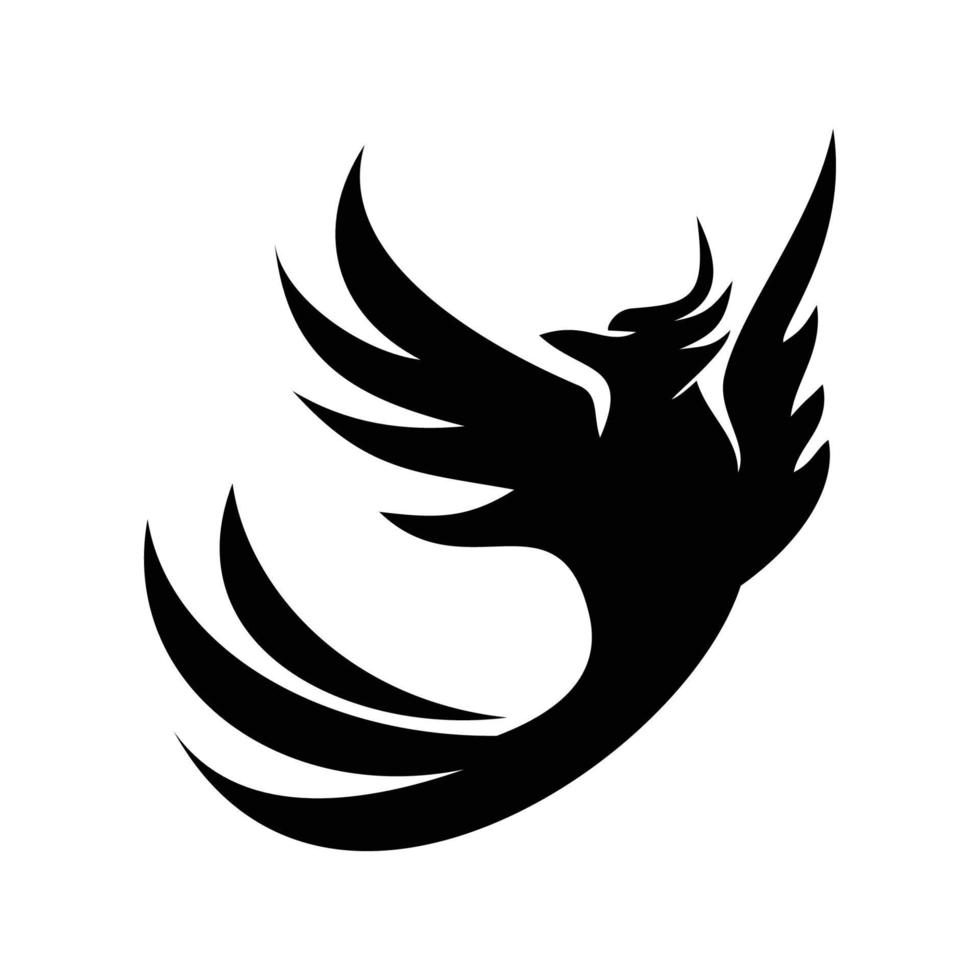 phoenix silhouette logo design. fire bird in mythology. vector