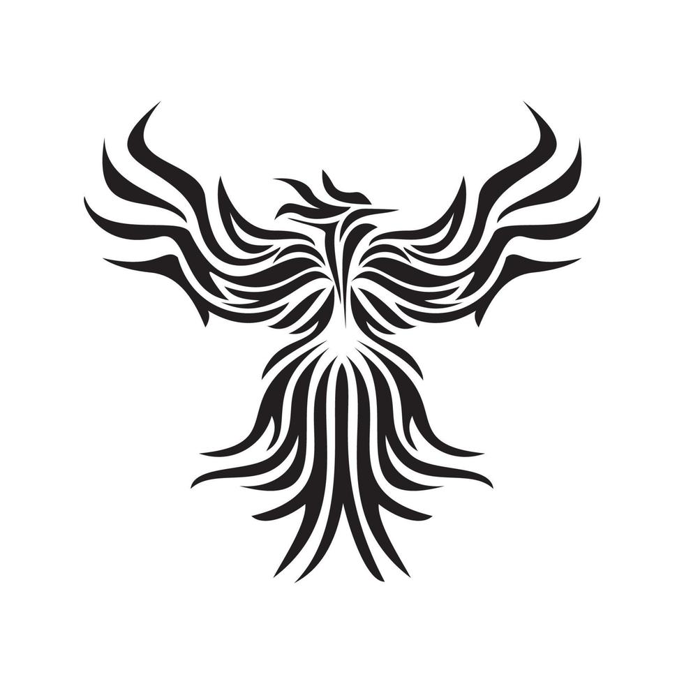 phoenix silhouette logo design. fire bird in mythology. vector