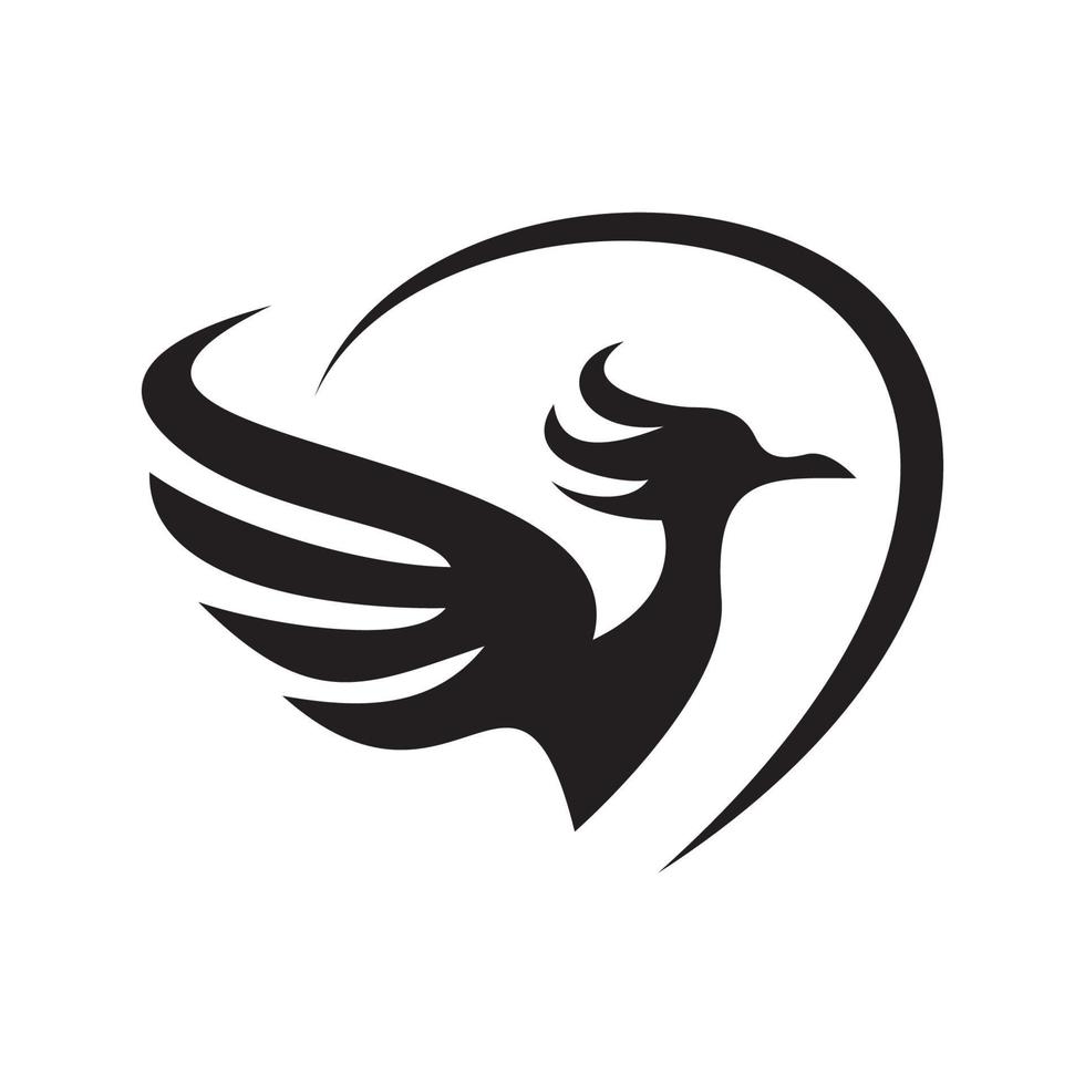 phoenix silhouette logo design. fire bird in mythology. vector