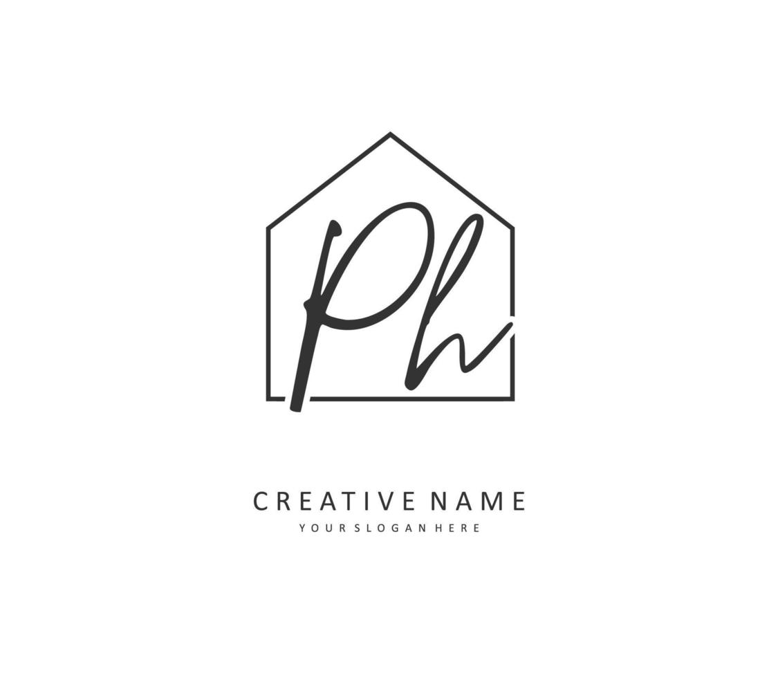 P H PH Initial letter handwriting and  signature logo. A concept handwriting initial logo with template element. vector