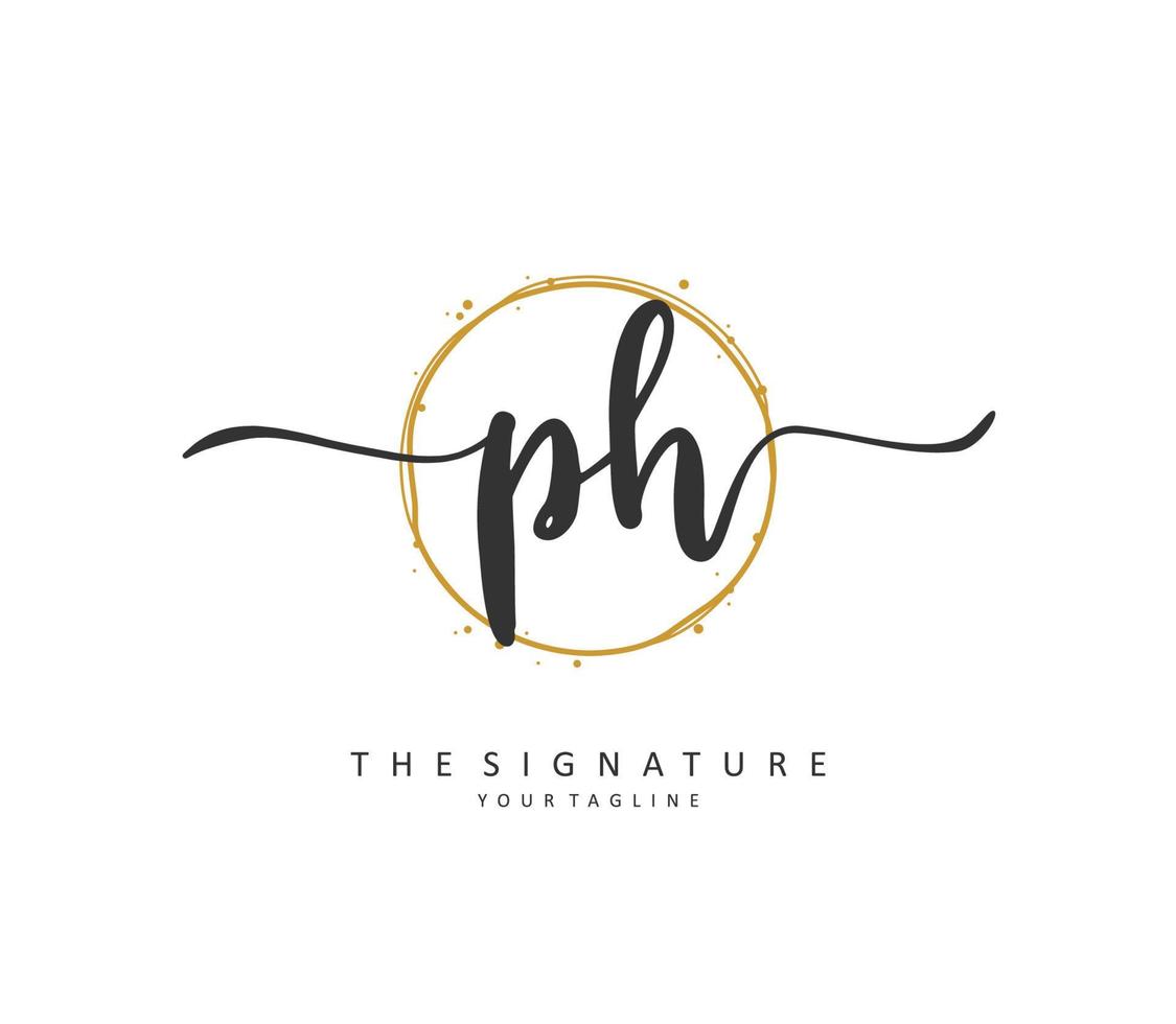 P H PH Initial letter handwriting and  signature logo. A concept handwriting initial logo with template element. vector