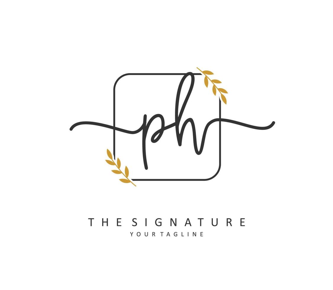 P H PH Initial letter handwriting and  signature logo. A concept handwriting initial logo with template element. vector