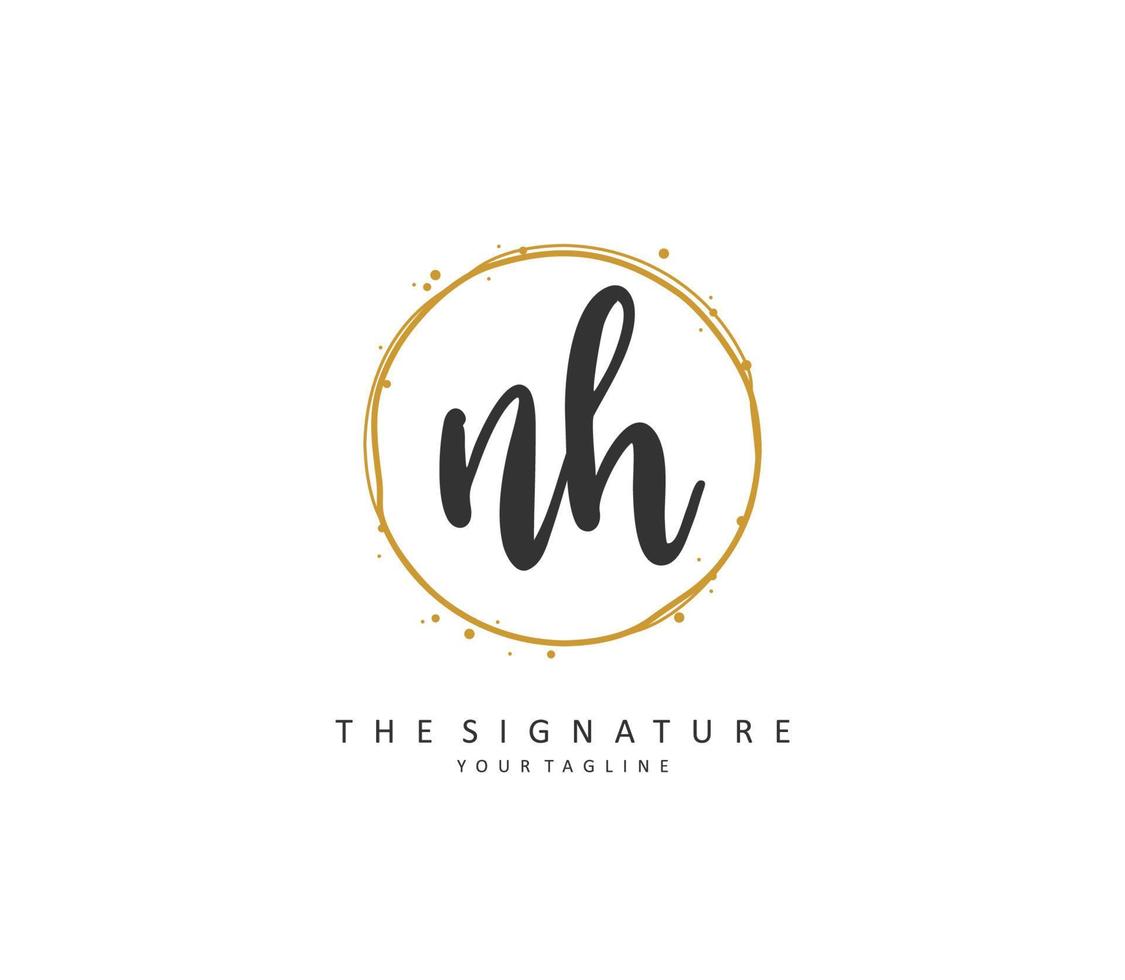 N H NH Initial letter handwriting and  signature logo. A concept handwriting initial logo with template element. vector