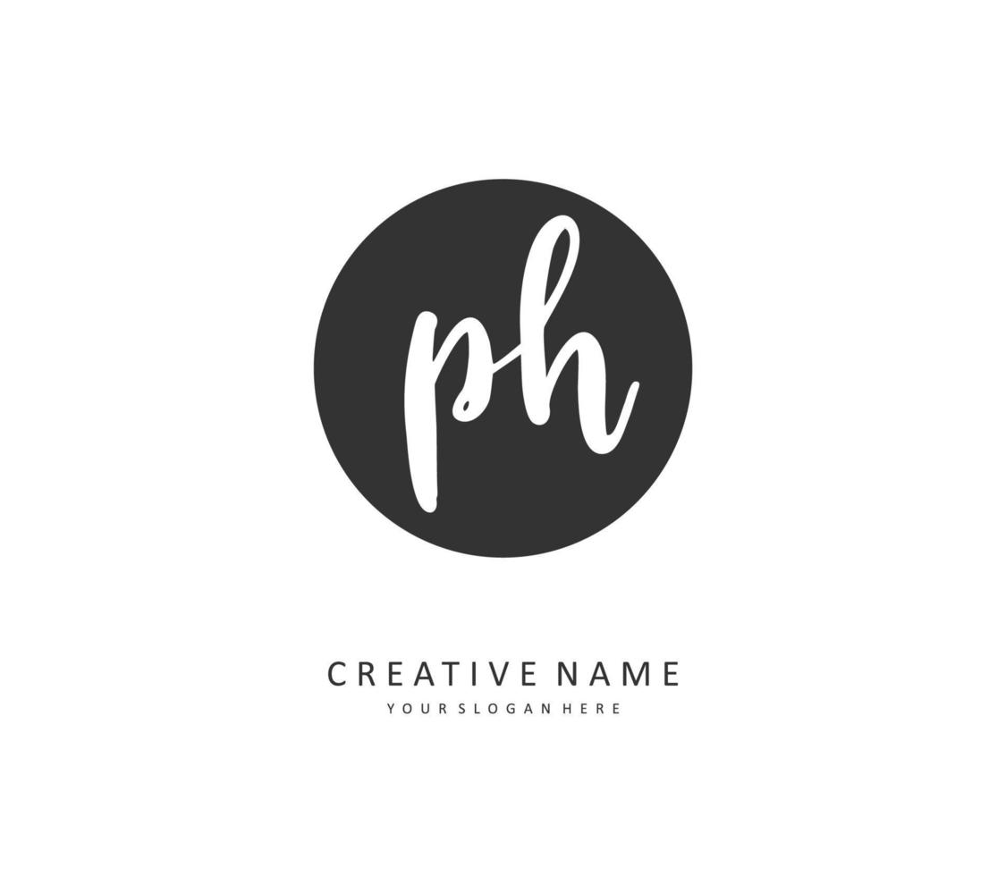 P H PH Initial letter handwriting and  signature logo. A concept handwriting initial logo with template element. vector