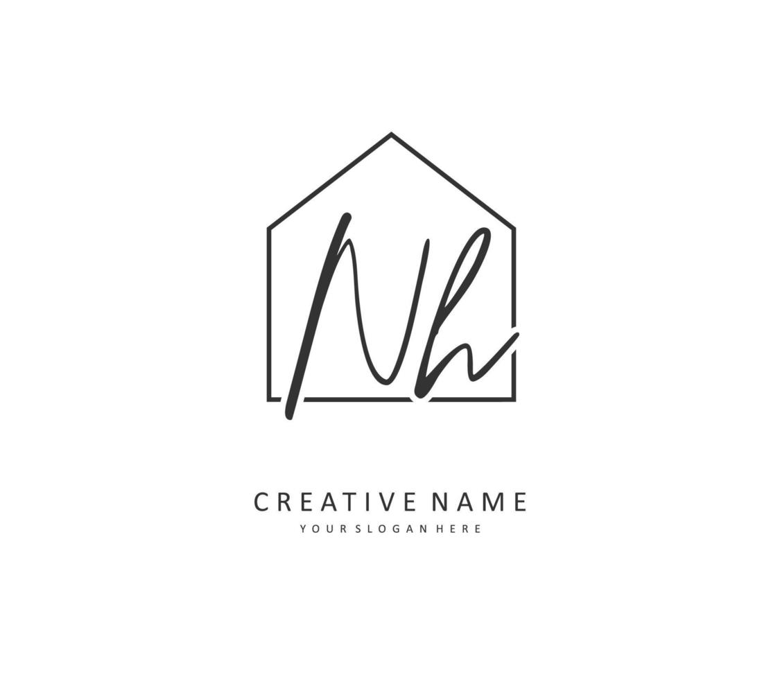 N H NH Initial letter handwriting and  signature logo. A concept handwriting initial logo with template element. vector