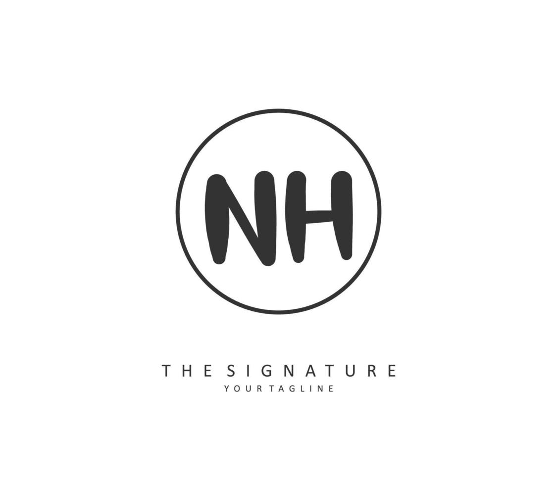 N H NH Initial letter handwriting and  signature logo. A concept handwriting initial logo with template element. vector