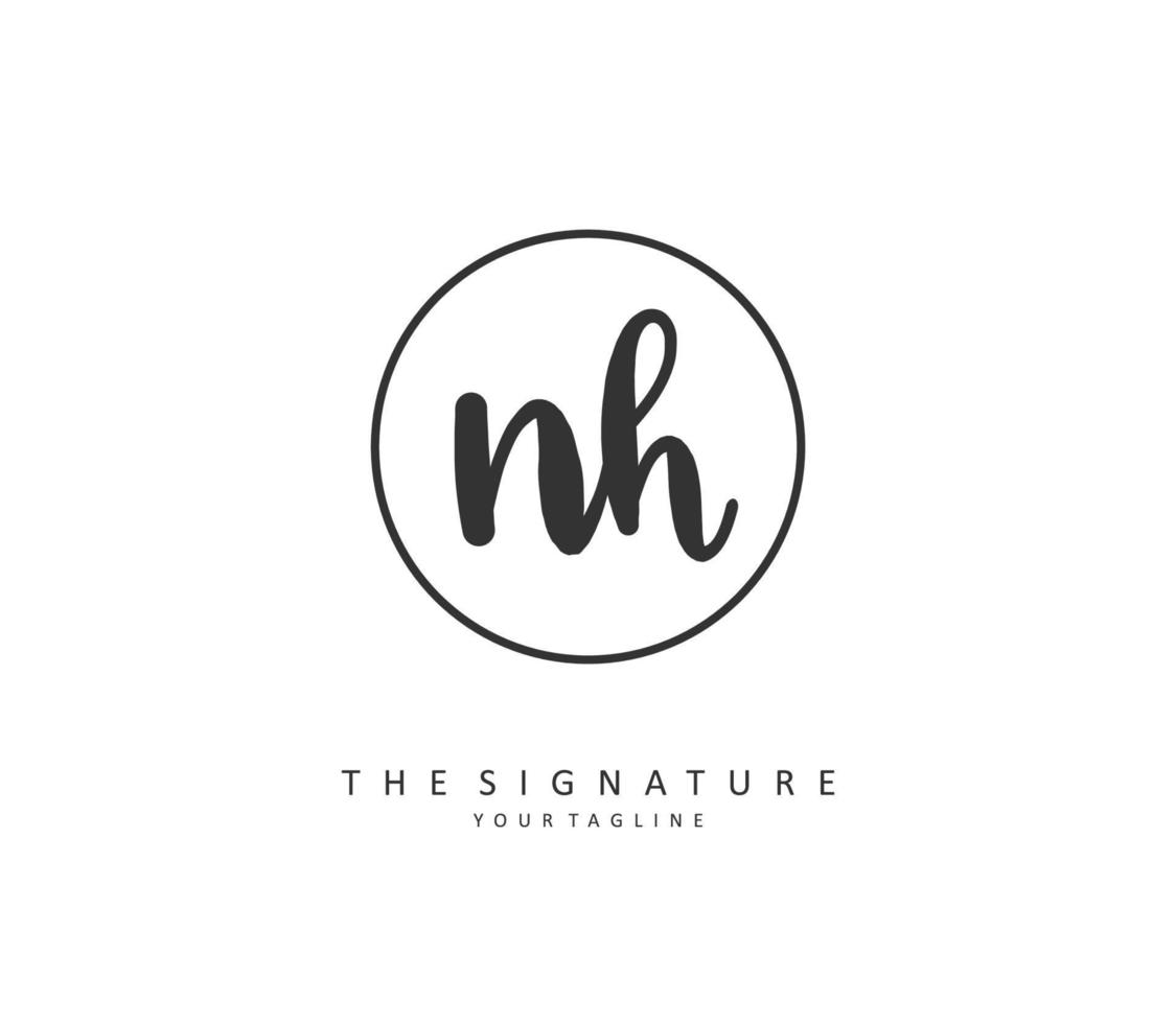 N H NH Initial letter handwriting and  signature logo. A concept handwriting initial logo with template element. vector