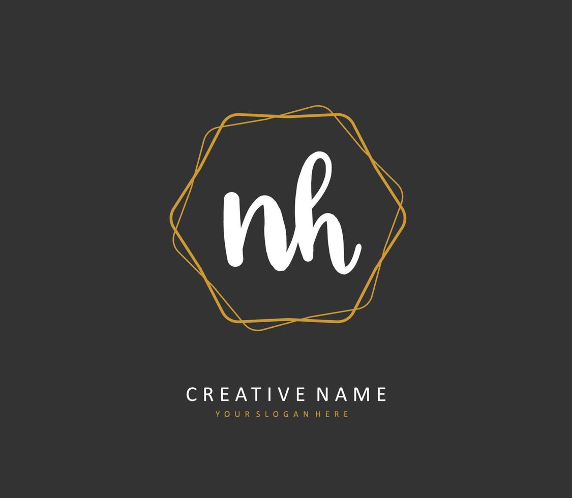 N H NH Initial letter handwriting and  signature logo. A concept handwriting initial logo with template element. vector