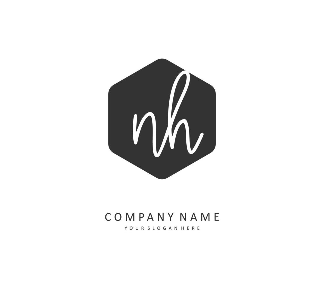 N H NH Initial letter handwriting and  signature logo. A concept handwriting initial logo with template element. vector