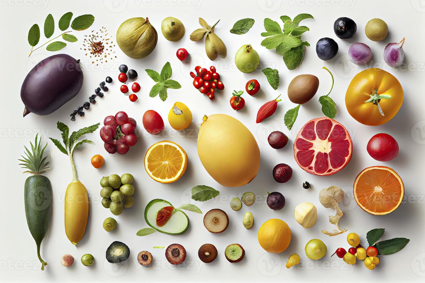Healthy eating background studio photography of different fruits and vegetables photo