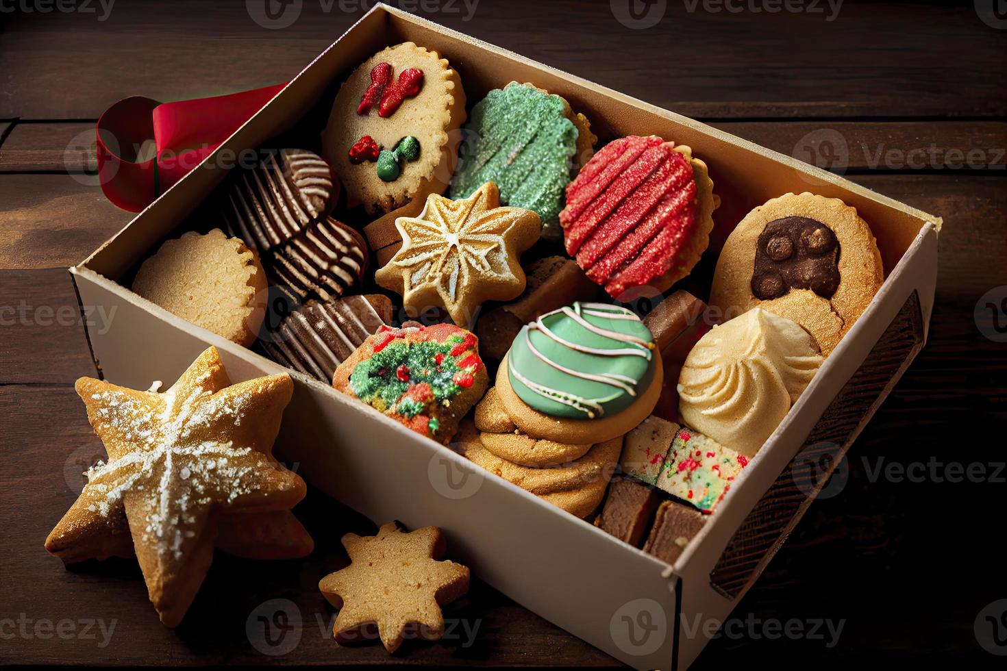 assorted christmas cookies in a box photo