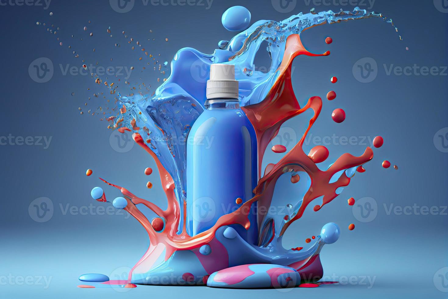 Moisturizing cream, Bottle of cosmetics gel or liquid in splash photo